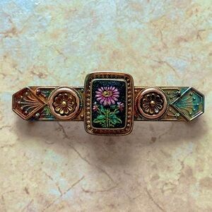 Vintage Micro Mosaic Flower Bouquet Brooch